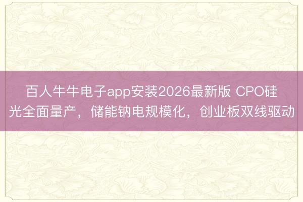 百人牛牛电子app安装2026最新版 CPO硅光全面量产，储能钠电规模化，创业板双线驱动