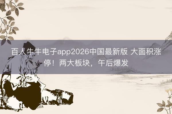 百人牛牛电子app2026中国最新版 大面积涨停！两大板块，午后爆发